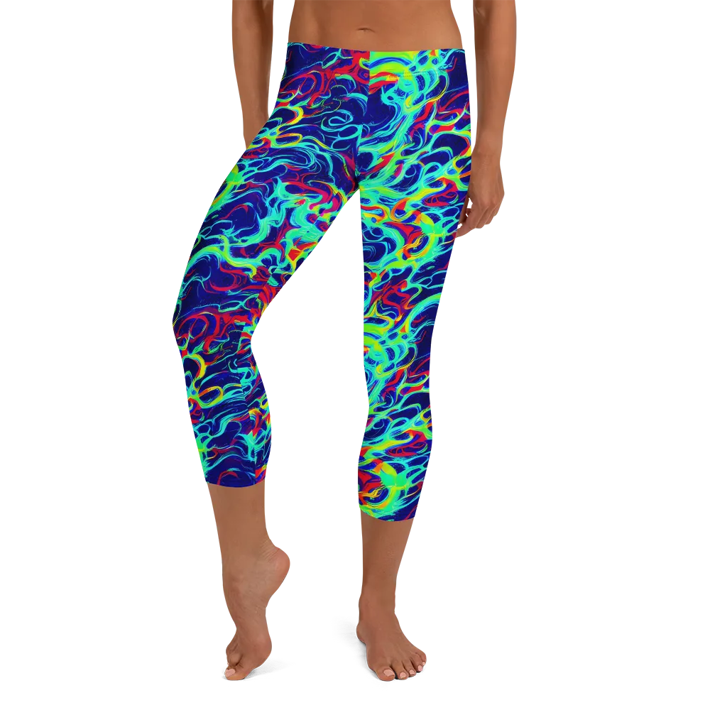 Afterdark Wave on Capri Leggings — Front