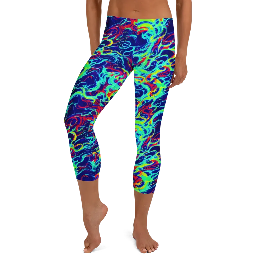 Afterdark Wave on Capri Leggings — Front