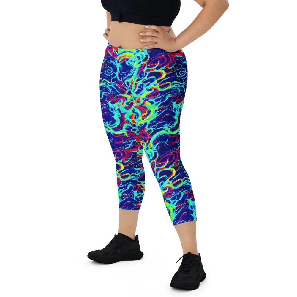 Afterdark Wave on Capri Leggings — Front