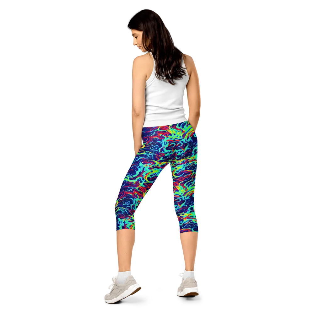 Afterdark Wave on Capri Leggings — Back