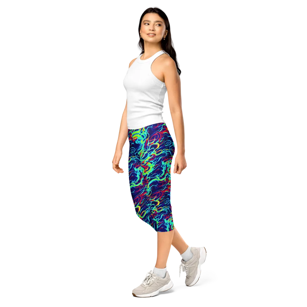 Afterdark Wave on Capri Leggings — Left Front