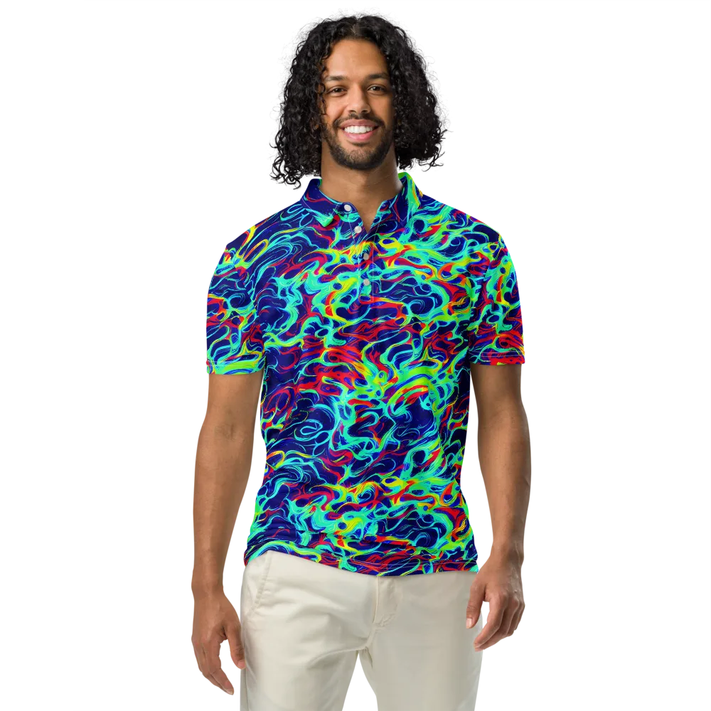 Afterdark Wave on Men's Slim Fit Polo Shirt — Front