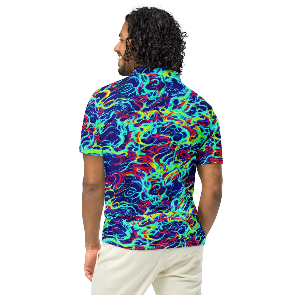 Afterdark Wave on Men's Slim Fit Polo Shirt — Back