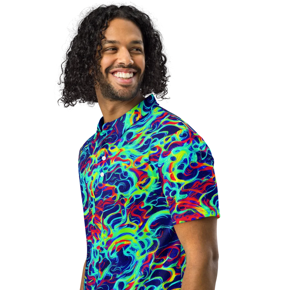 Afterdark Wave on Men's Slim Fit Polo Shirt — Left Front