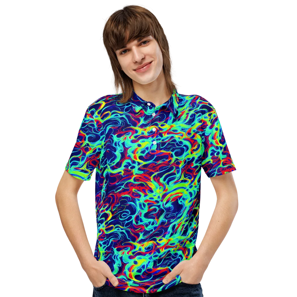 Afterdark Wave on Men's Slim Fit Polo Shirt — Front
