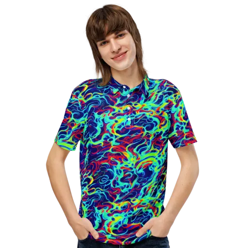 Afterdark Wave on a Men's Slim Fit Polo Shirt