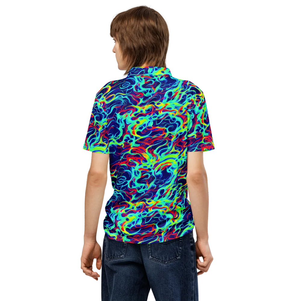 Afterdark Wave on Men's Slim Fit Polo Shirt — Back