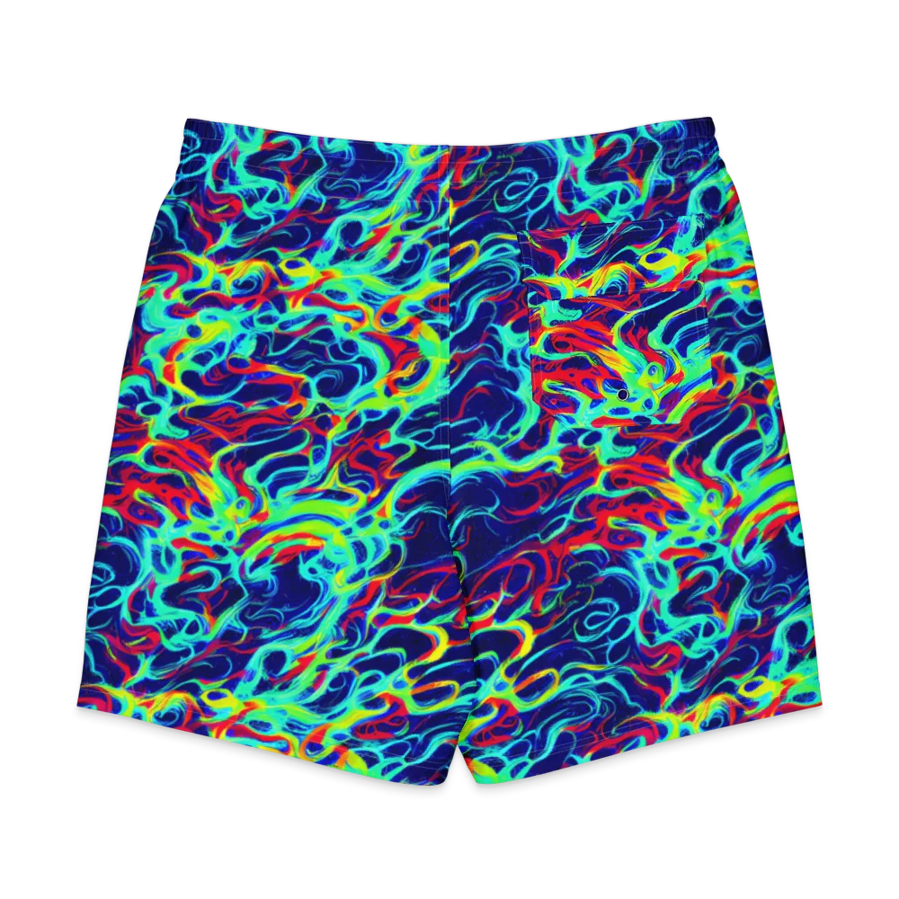 Afterdark Wave on Men's Board Shorts — Back