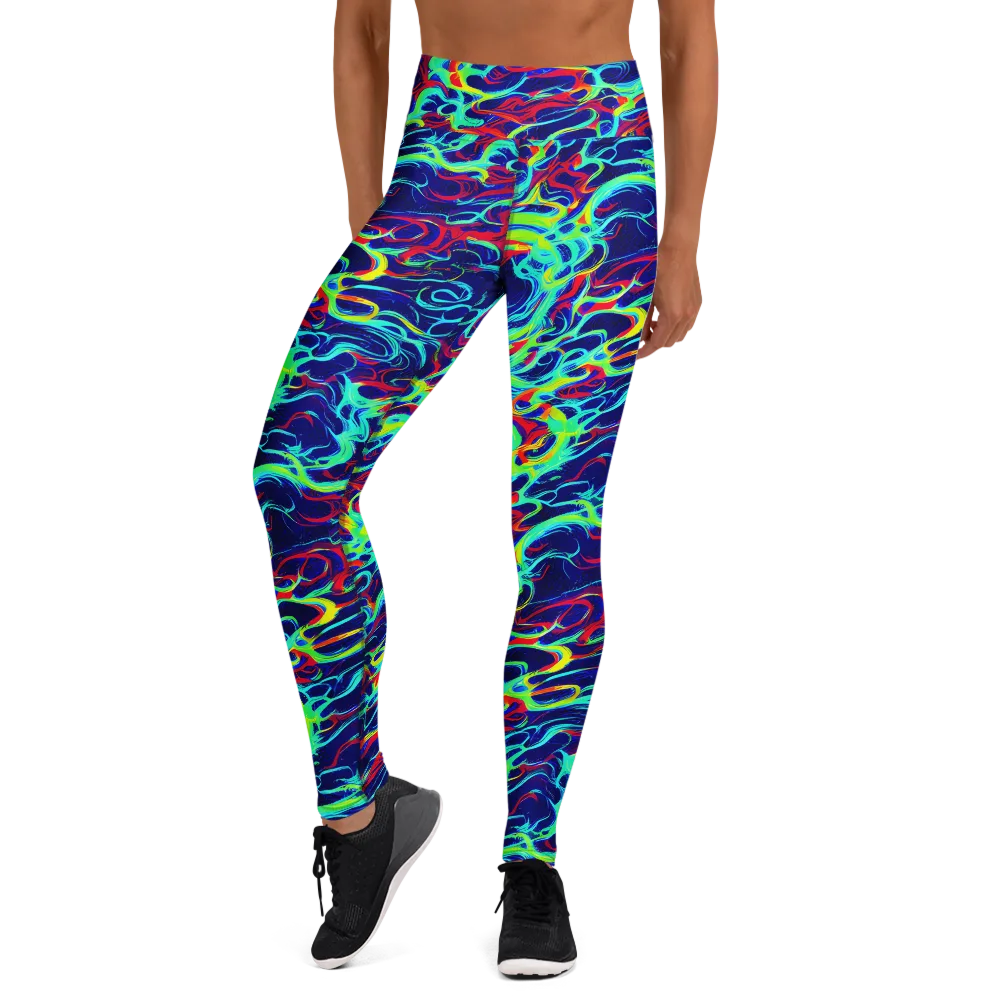 Afterdark Wave on Yoga Leggings — Front