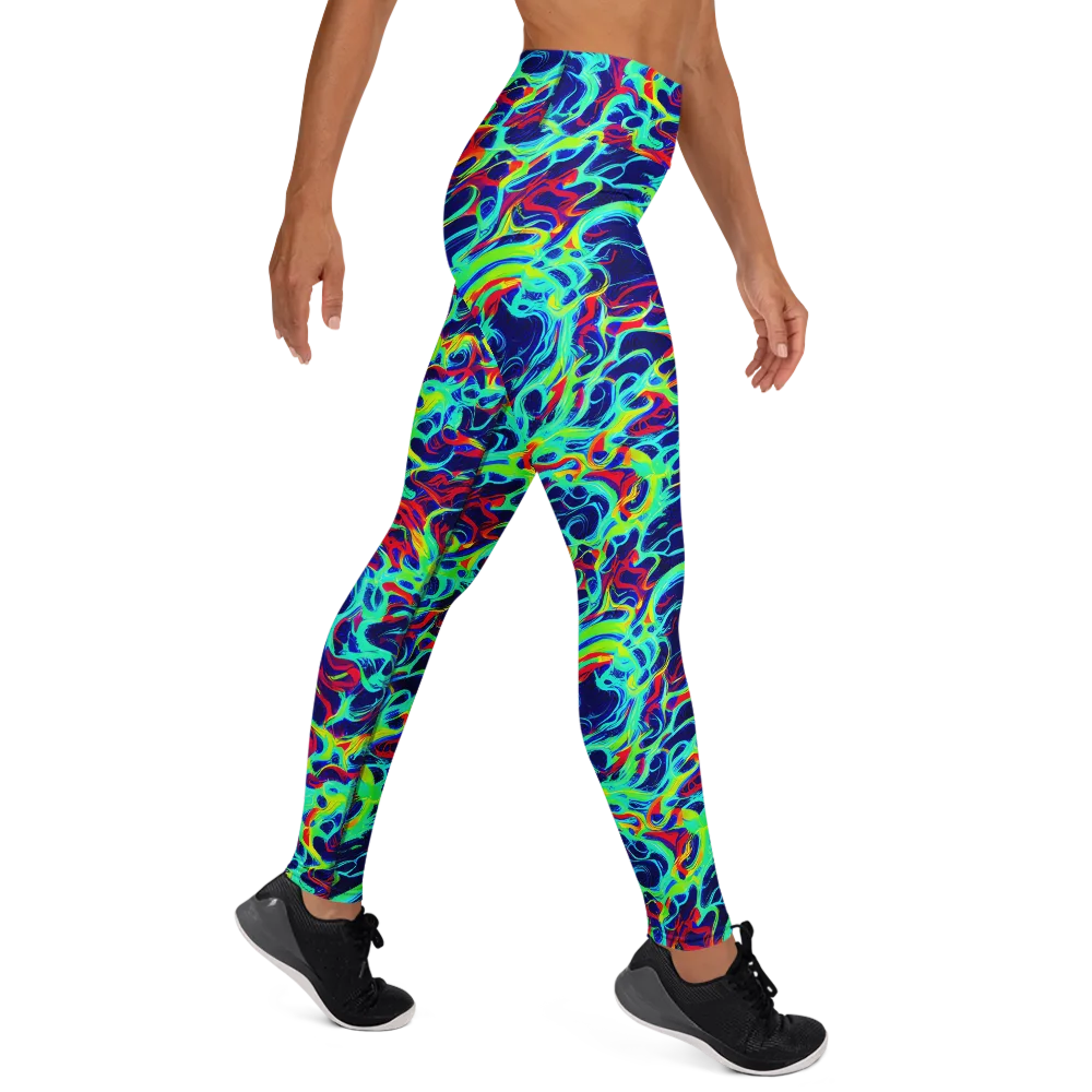 Afterdark Wave on Yoga Leggings — Right