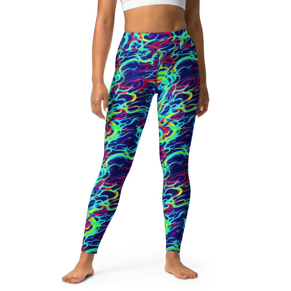 Afterdark Wave on Yoga Leggings — Front