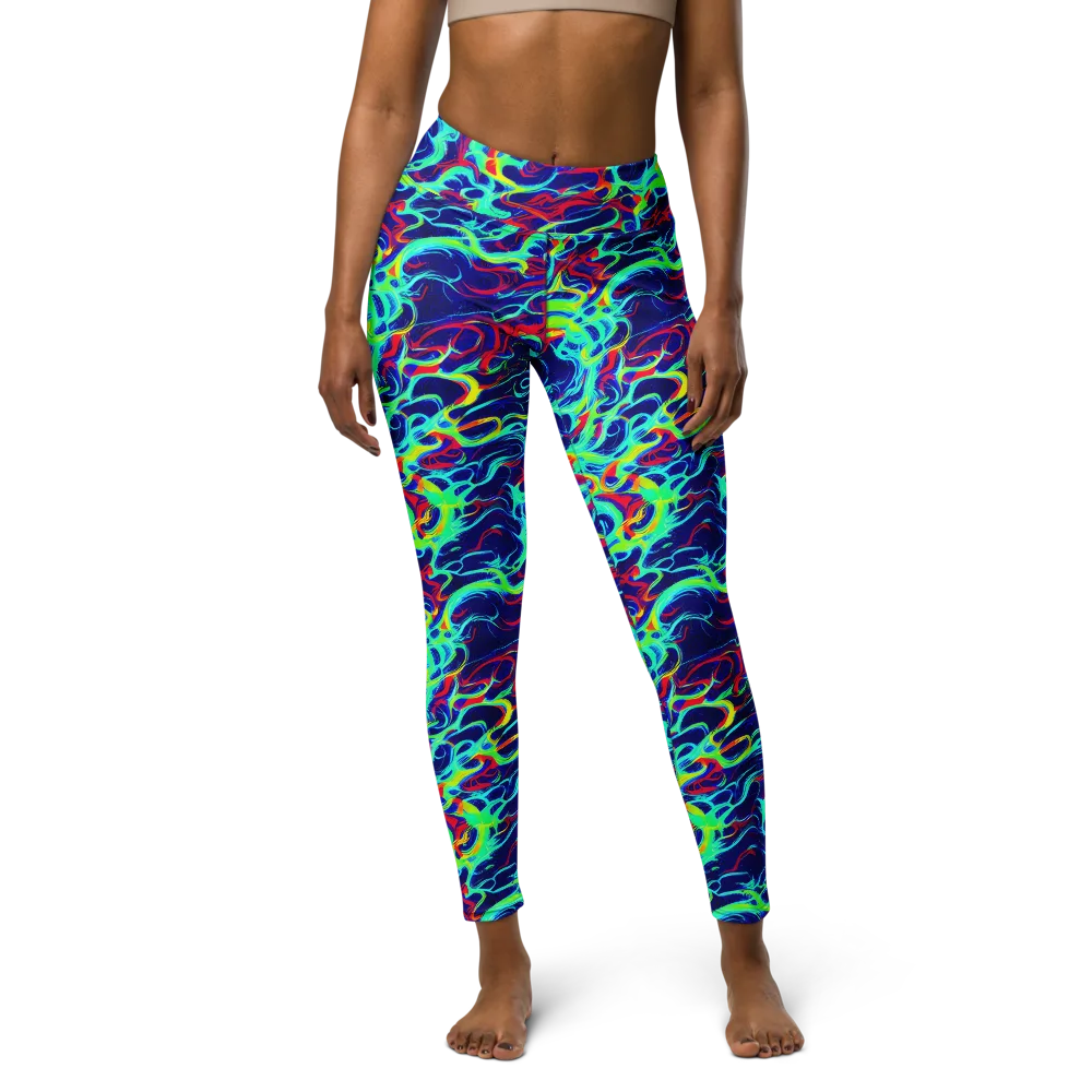 Afterdark Wave on Yoga Leggings — Front