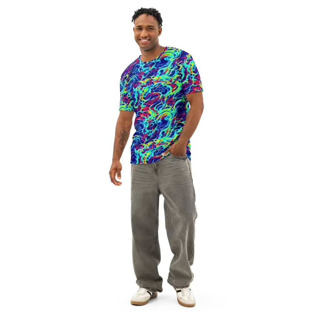Afterdark Wave on Men's Cotton Crew Neck T-Shirt — Front