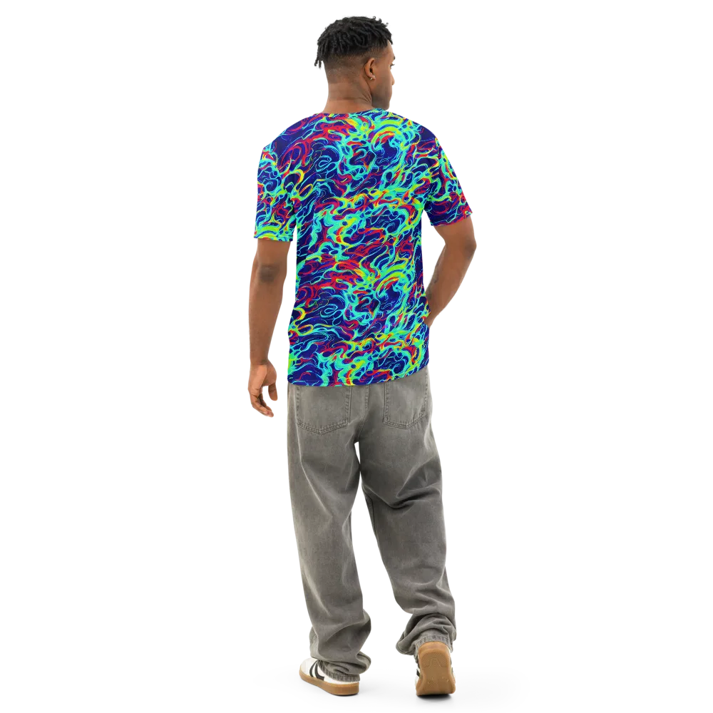 Afterdark Wave on Men's Cotton Crew Neck T-Shirt — Back