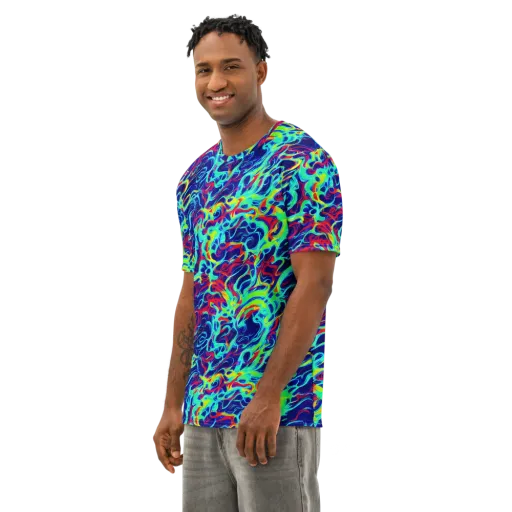 Afterdark Wave on a Men's Cotton Crew Neck T-Shirt