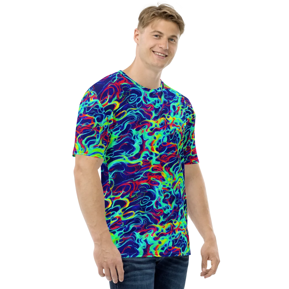 Afterdark Wave on Men's Crew Neck T-Shirt — Right