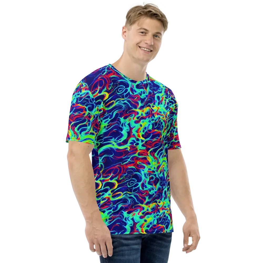 Afterdark Wave on Men's Crew Neck T-Shirt — Right