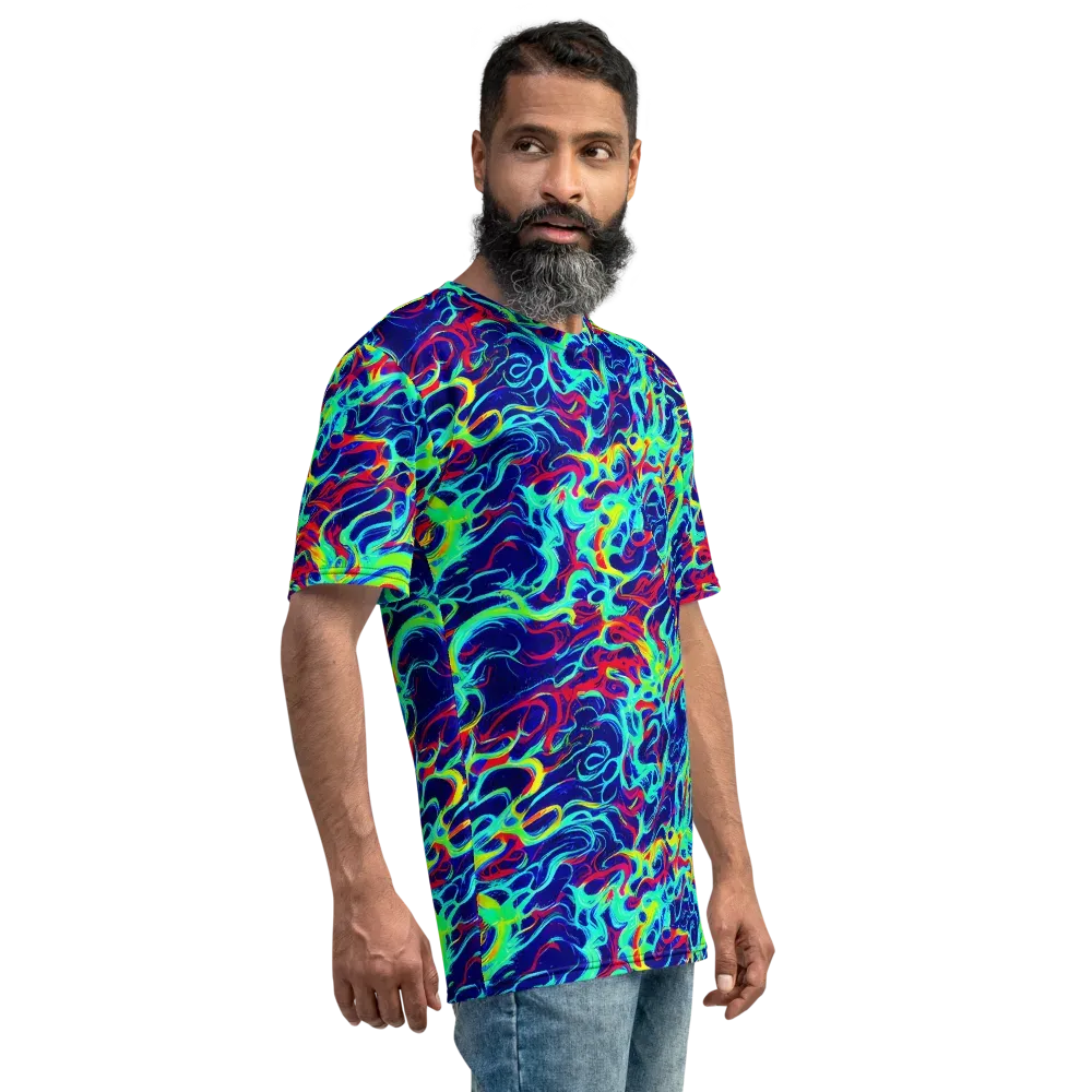 Afterdark Wave on Men's Crew Neck T-Shirt — Right