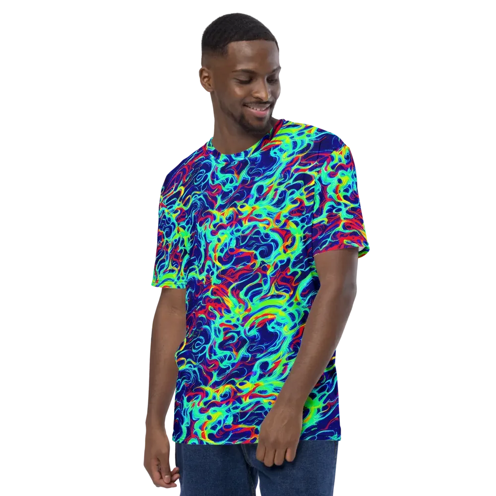 Afterdark Wave on Men's Crew Neck T-Shirt — Left