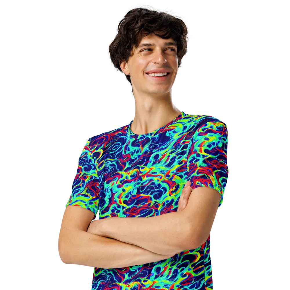 Afterdark Wave on Men's Crew Neck T-Shirt — Left Front