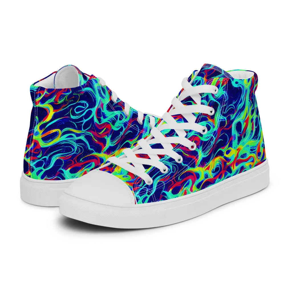 Afterdark Wave on Men's High Top Canvas Shoes — Left