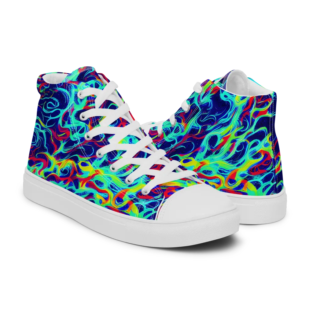Afterdark Wave on Men's High Top Canvas Shoes — Right