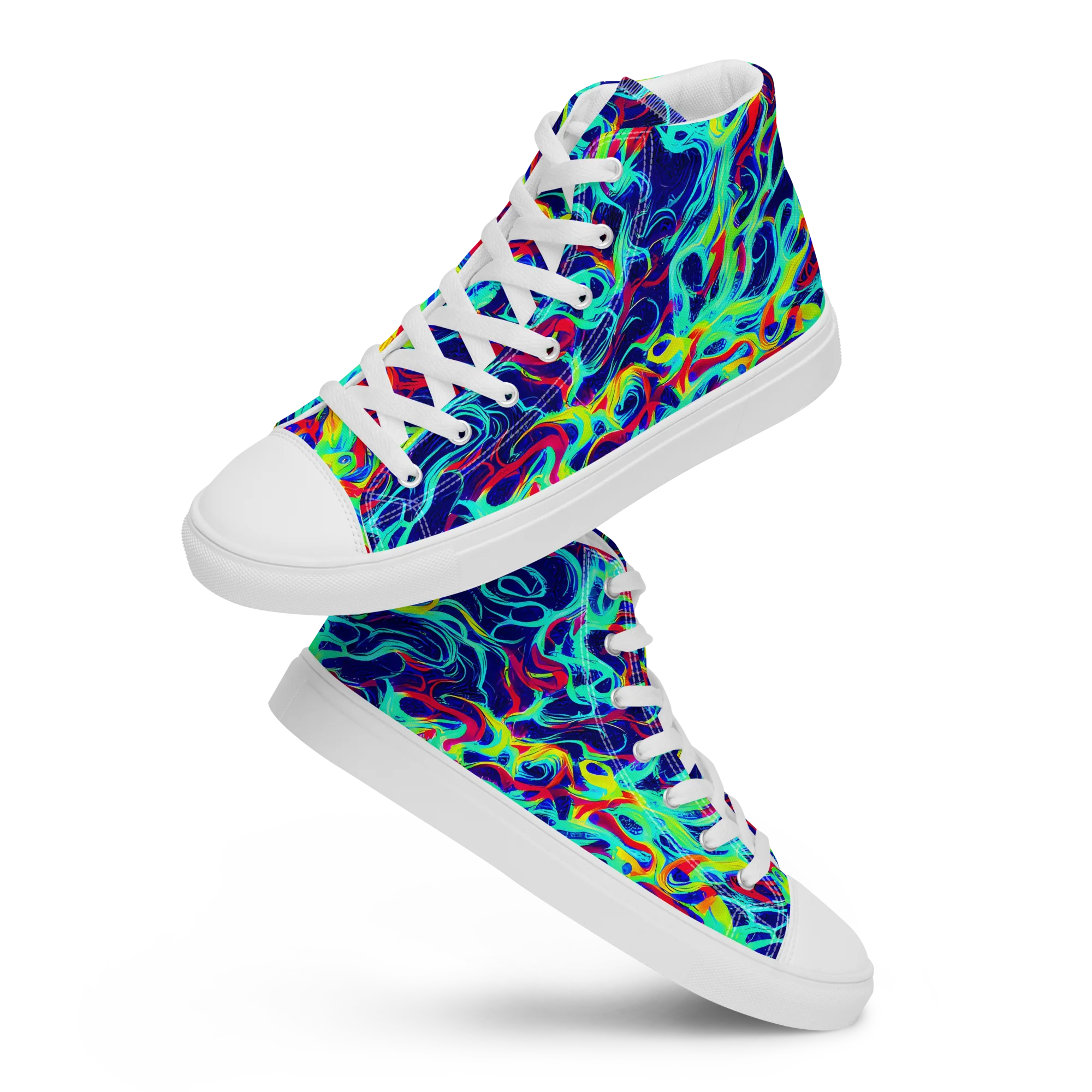 Afterdark Wave on Men's High Top Canvas Shoes — Front