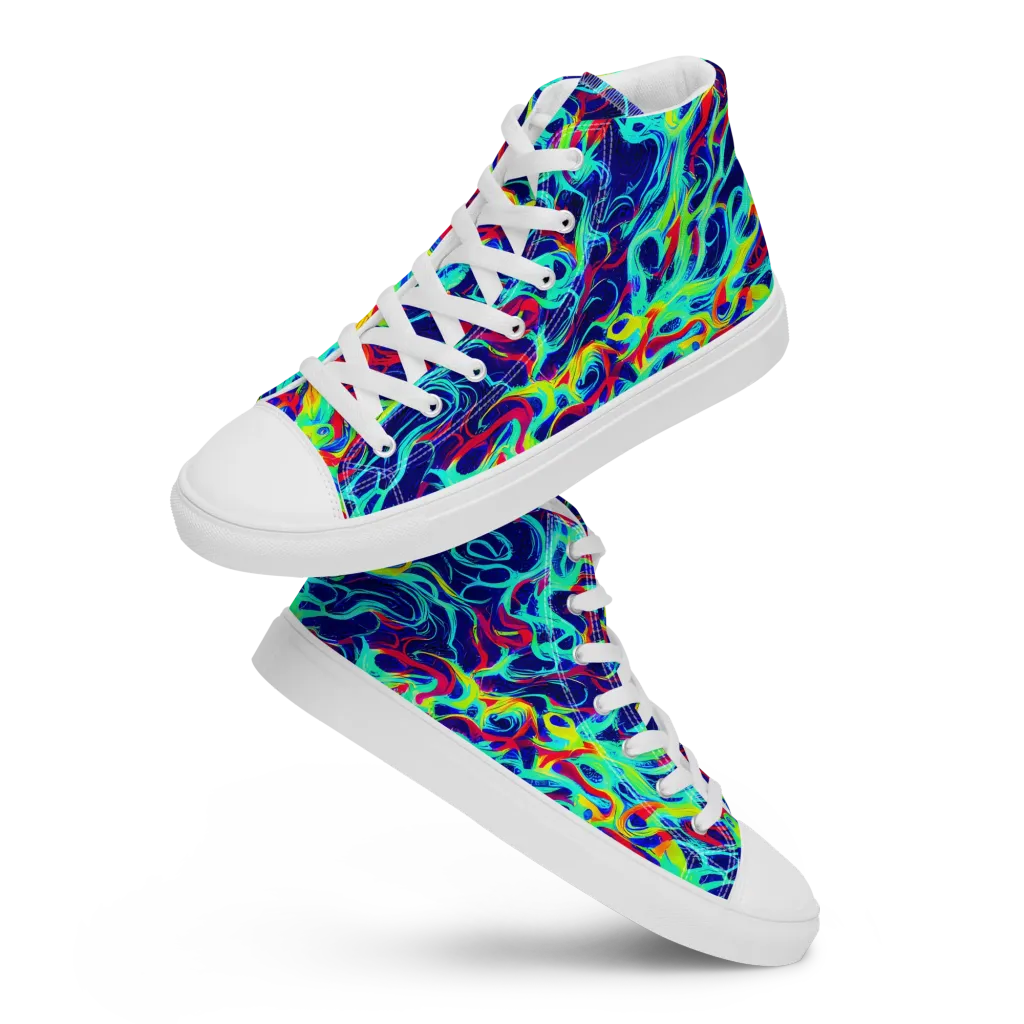 Afterdark Wave on Men's High Top Canvas Shoes — Front