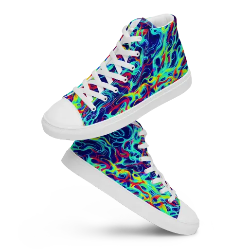 Afterdark Wave on a Men's High Top Canvas Shoes