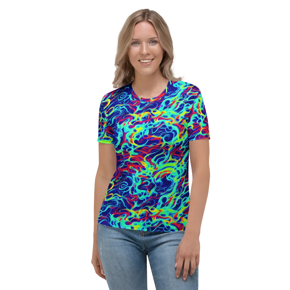 Afterdark Wave on Women's Crew Neck T-Shirt — Front