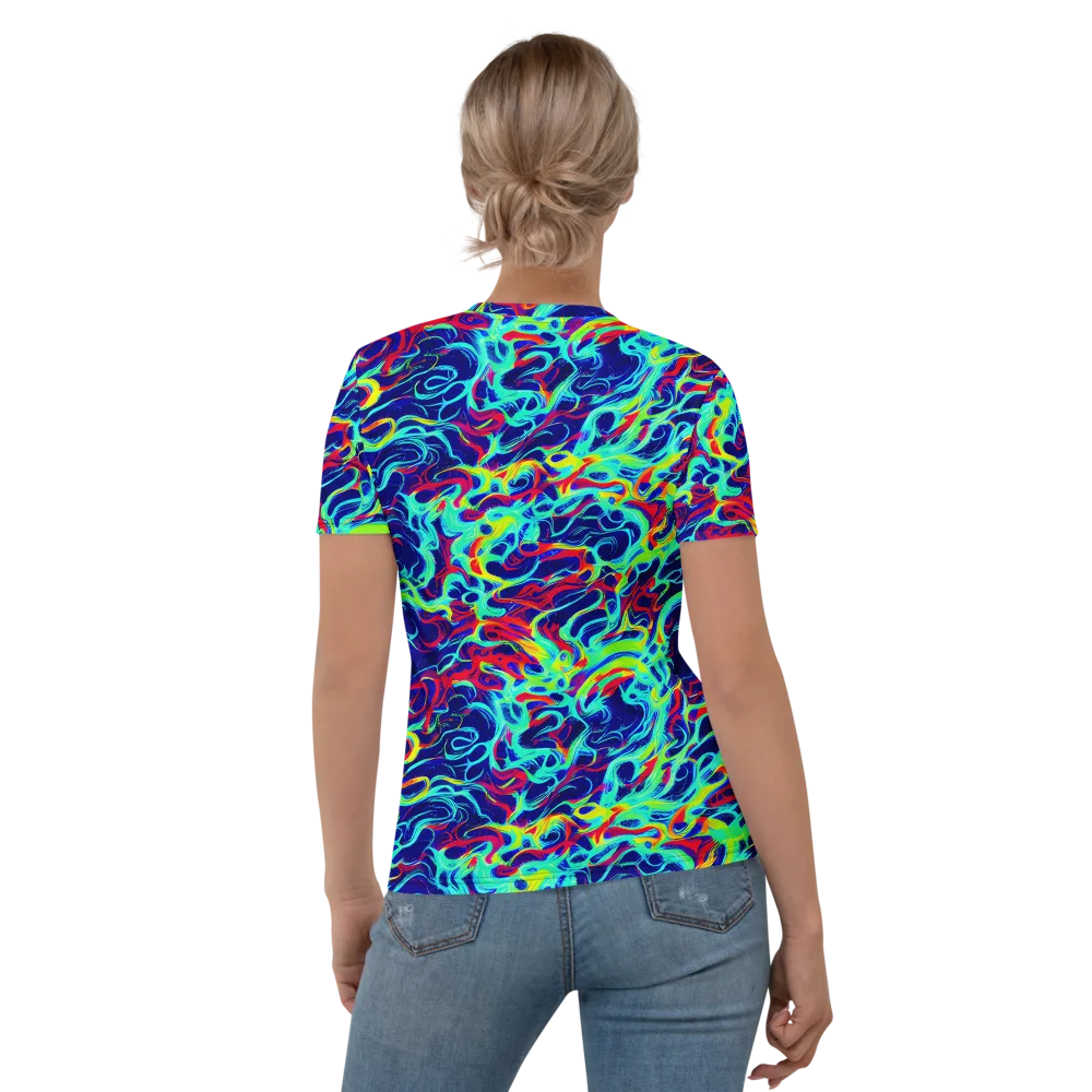 Afterdark Wave on Women's Crew Neck T-Shirt — Back