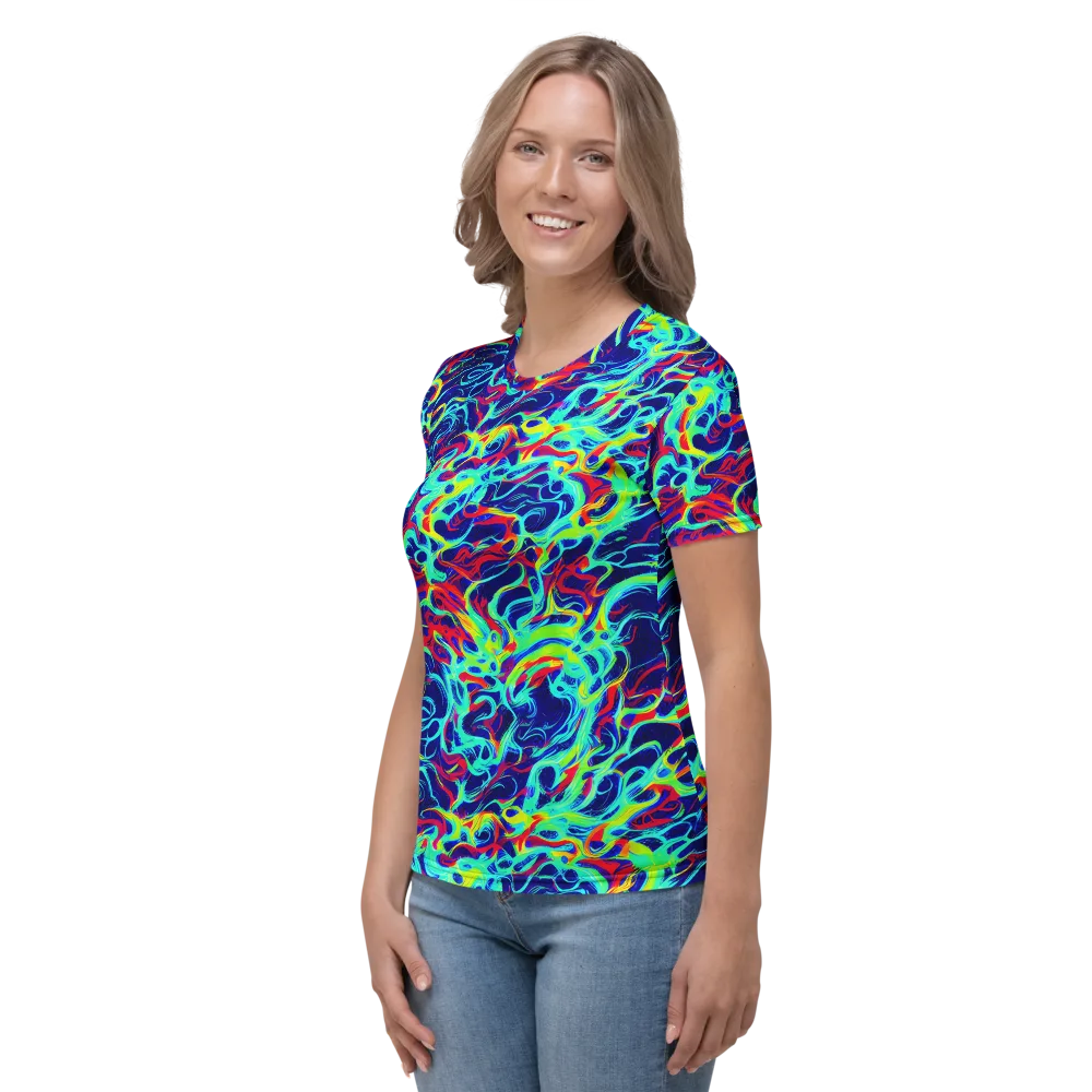 Afterdark Wave on Women's Crew Neck T-Shirt — Left