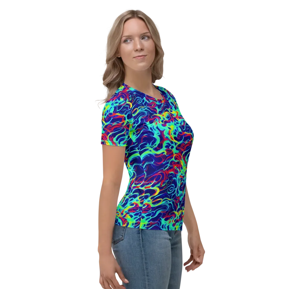 Afterdark Wave on Women's Crew Neck T-Shirt — Right
