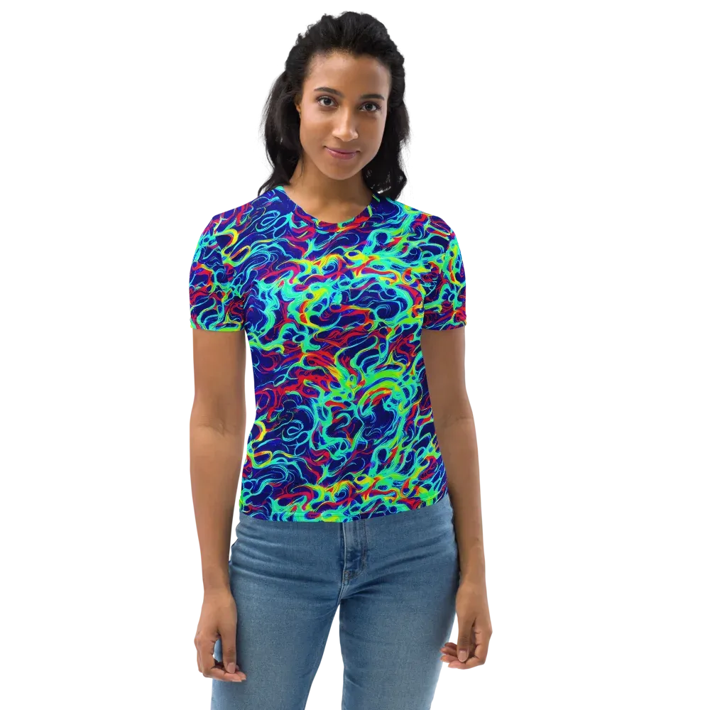 Afterdark Wave on Women's Crew Neck T-Shirt — Front