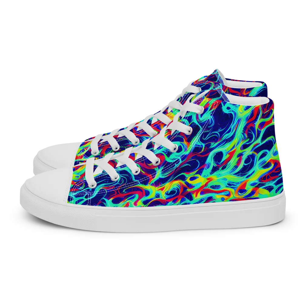 Afterdark Wave on Women's High Top Canvas Shoes — Left