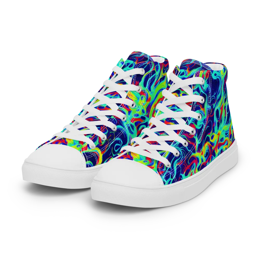 Afterdark Wave on Women's High Top Canvas Shoes — Left Front