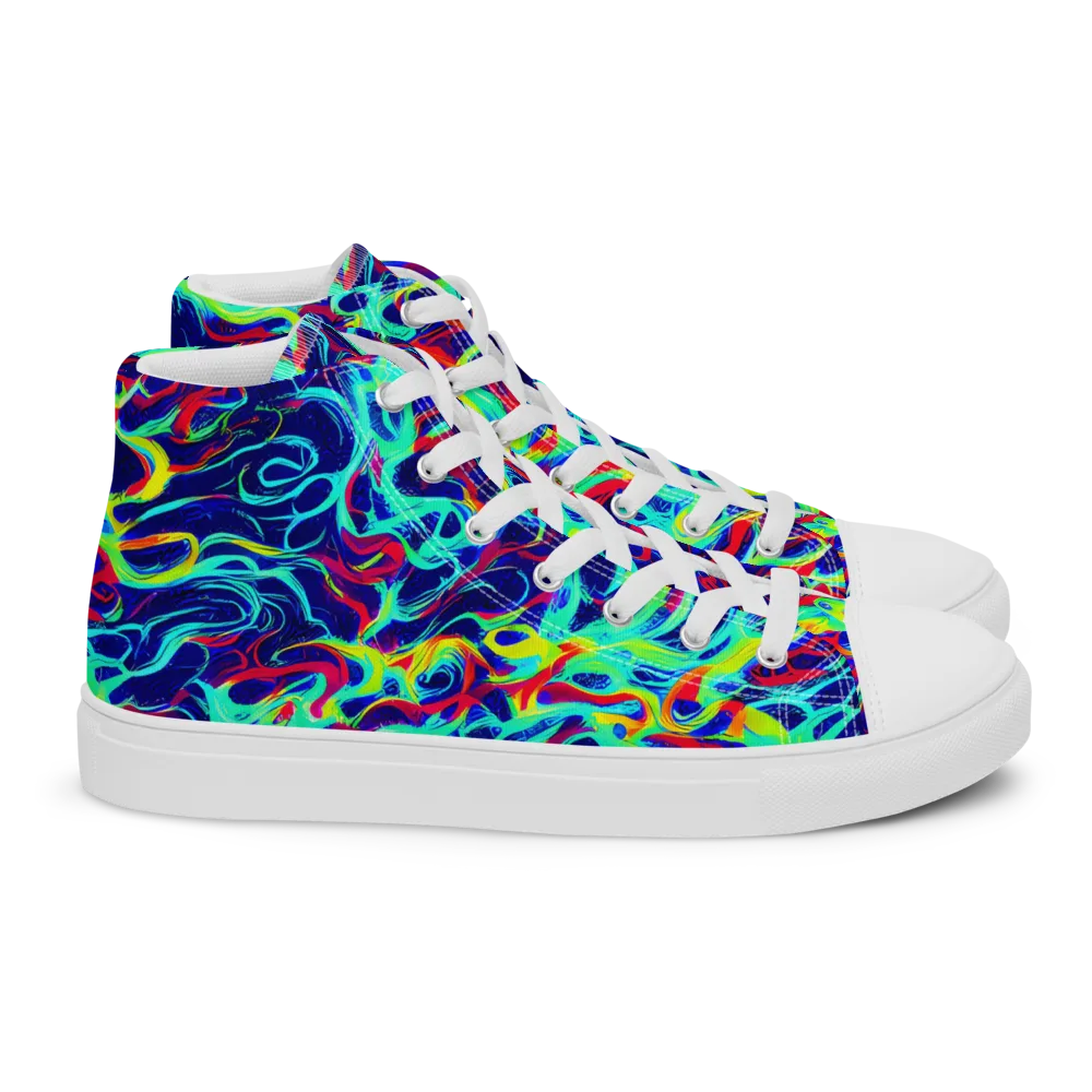 Afterdark Wave on Women's High Top Canvas Shoes — Right