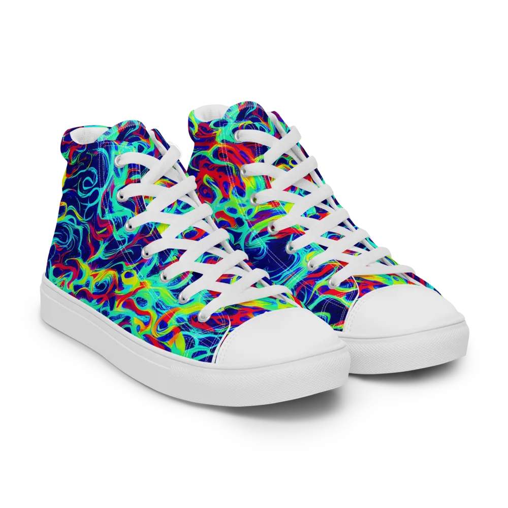Afterdark Wave on Women's High Top Canvas Shoes — Right Front