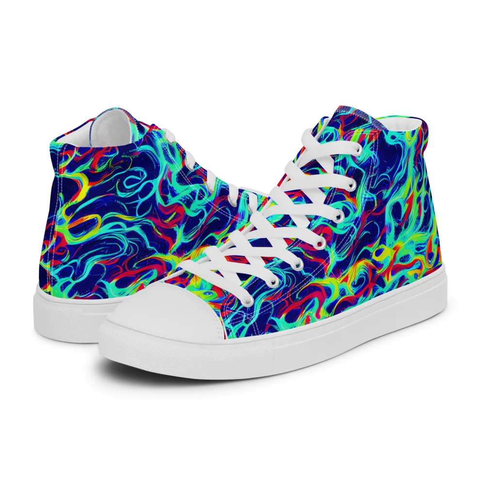 Afterdark Wave on Women's High Top Canvas Shoes — Left