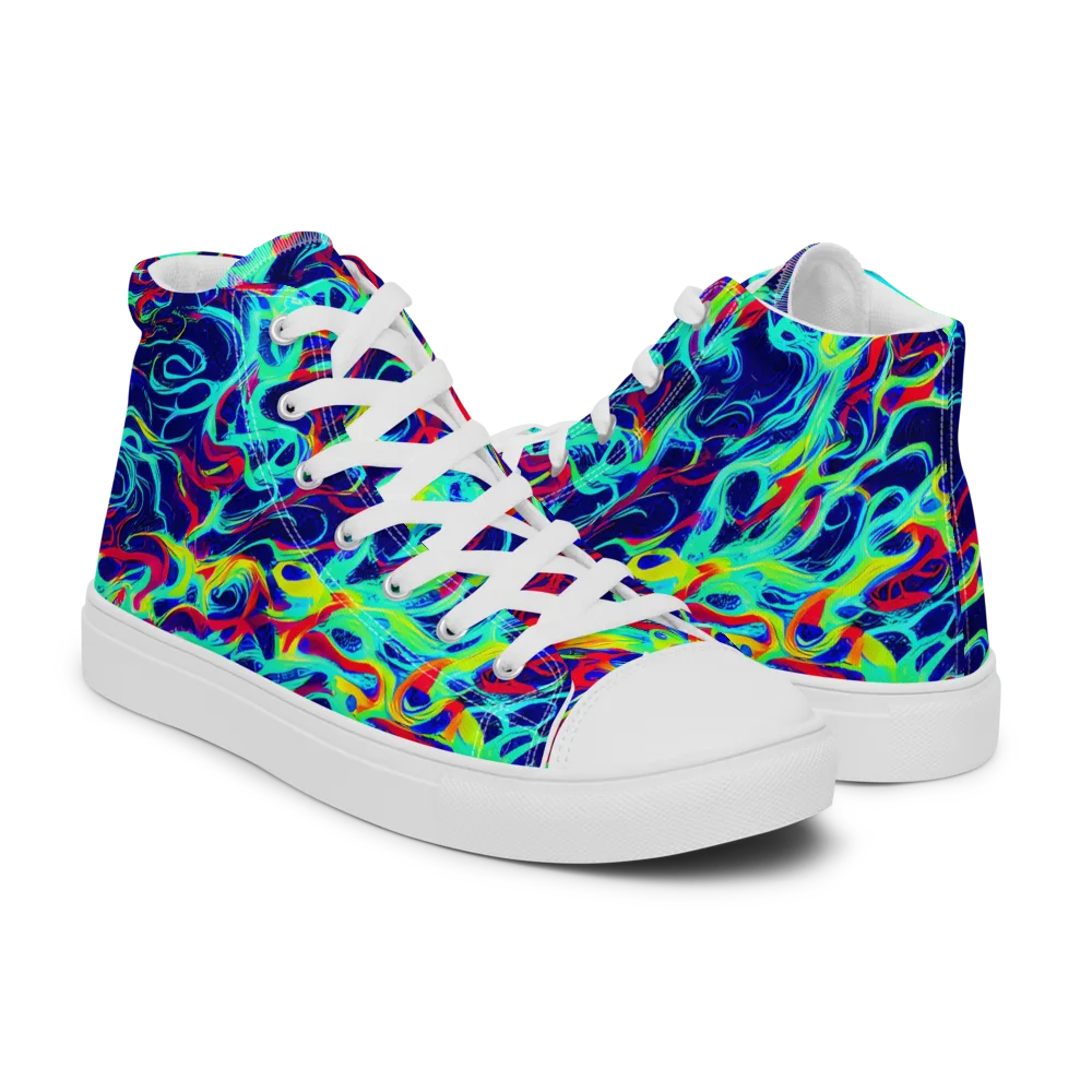 Afterdark Wave on Women's High Top Canvas Shoes — Right