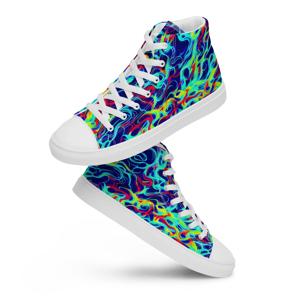 Afterdark Wave on Women's High Top Canvas Shoes — Front