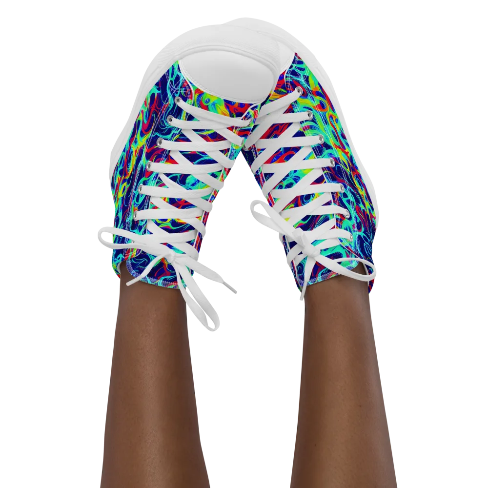 Afterdark Wave on Women's High Top Canvas Shoes — Front