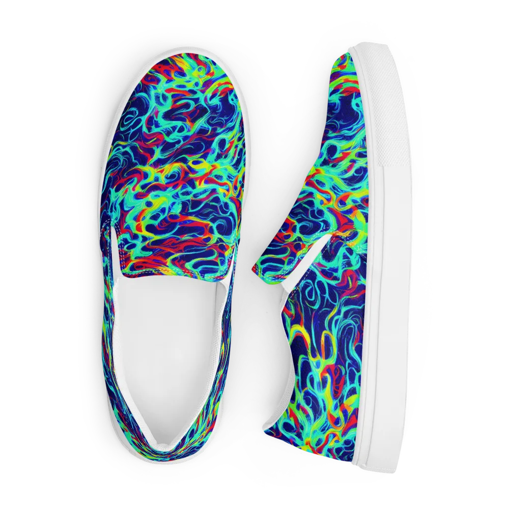 Afterdark Wave on Men's Slip-On Canvas Shoes — Front