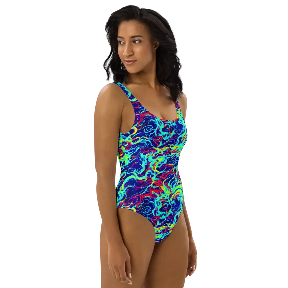 Afterdark Wave on One-Piece Swimsuit — Right
