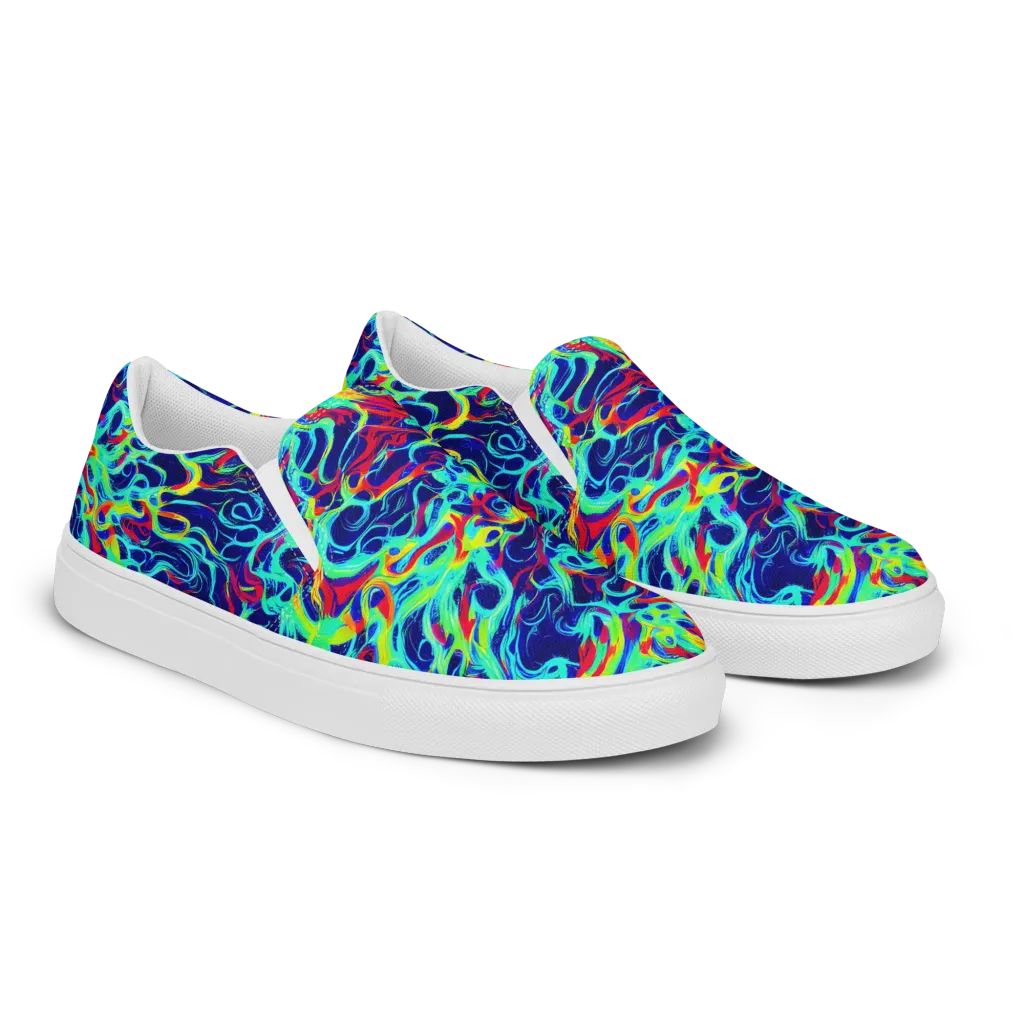 Afterdark Wave on Women's Slip-On Canvas Shoes — Right Front