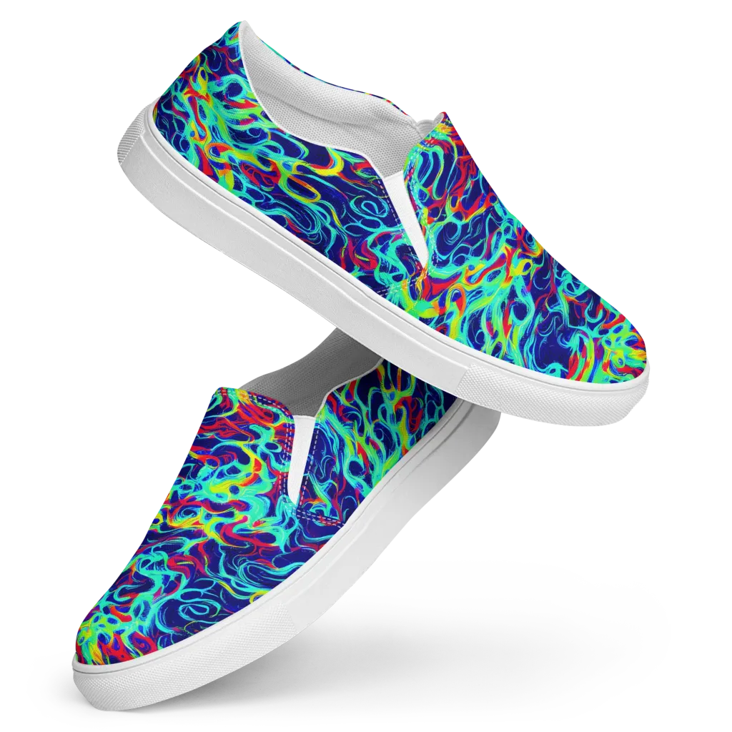 Afterdark Wave on Women's Slip-On Canvas Shoes — Front