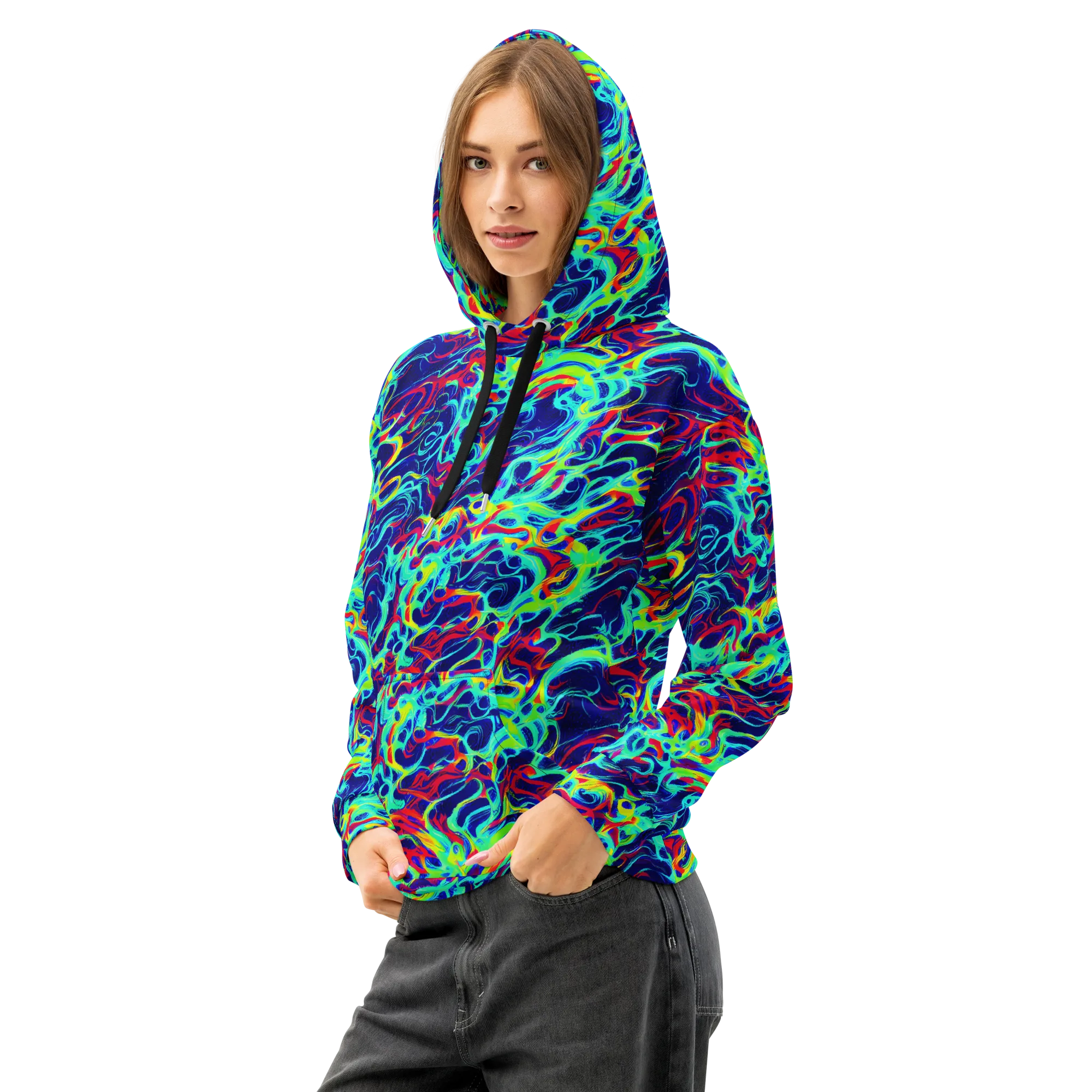 Afterdark Wave on Cotton Hoodie — Left Front