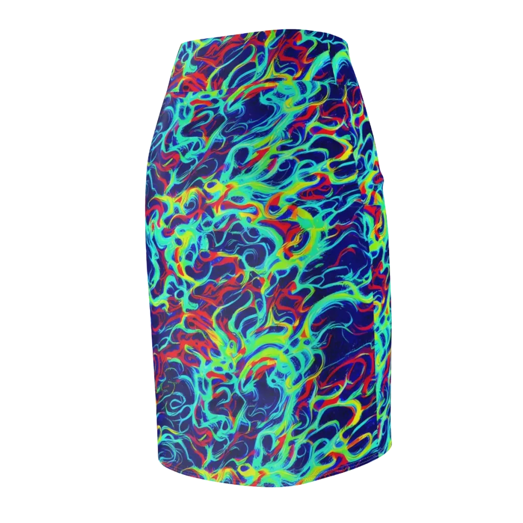 Afterdark Wave on Pencil Skirt — Back Side