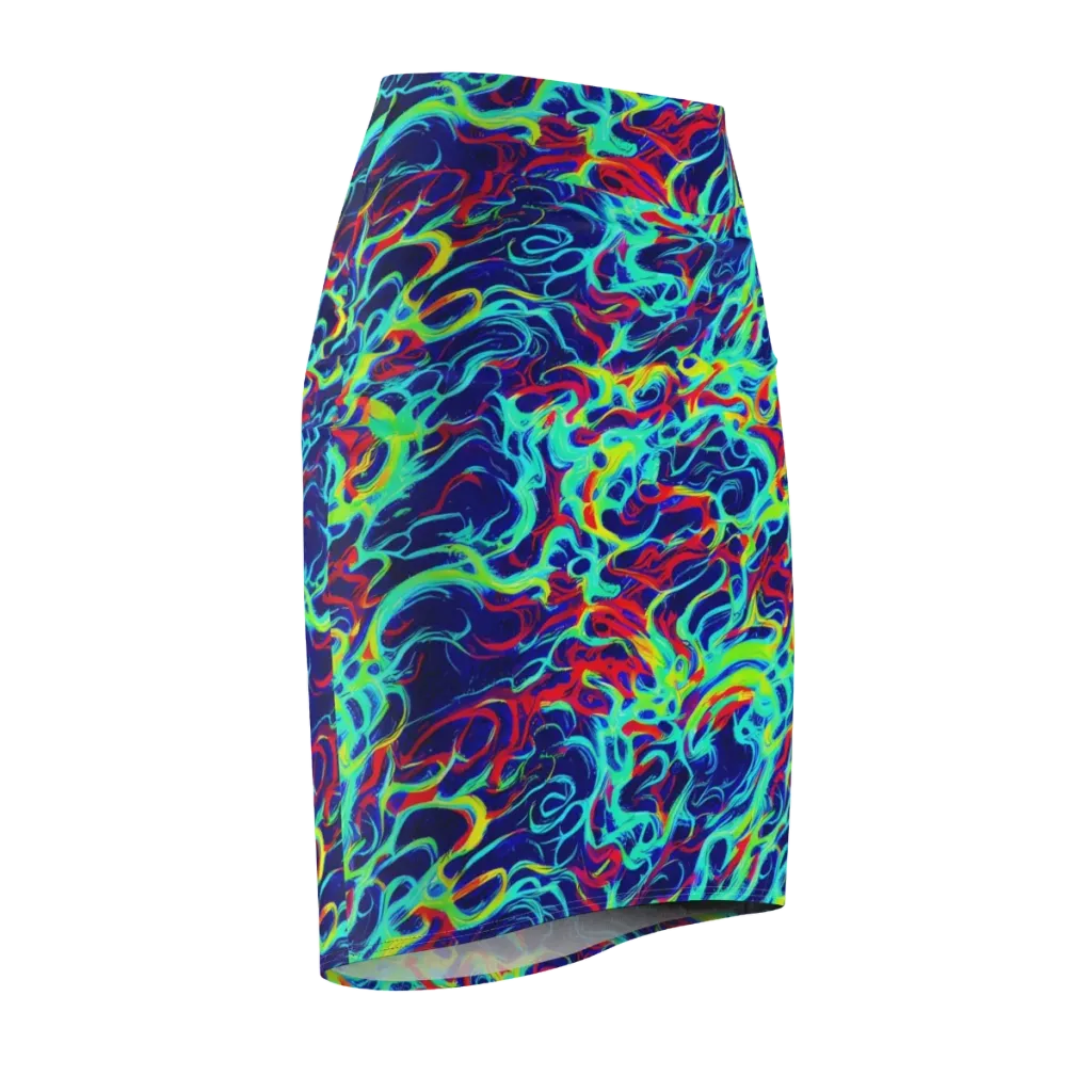 Afterdark Wave on Pencil Skirt — Front Side