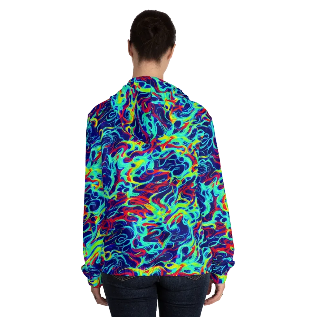 Afterdark Wave on Women's Full-Zip Hoodie — Back On Person